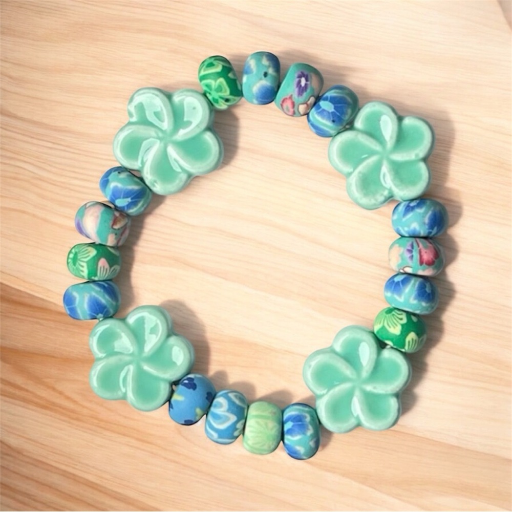 Artisan Ceramic & Polymer Clay Beaded Bracelet